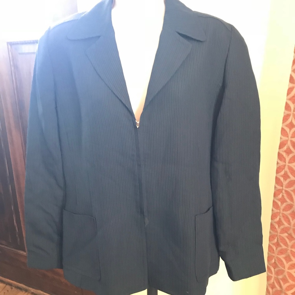 linda allard ellen tracey zip front blazer